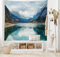 ABAKUHAUS Landschaft Wandteppich, Alpensee mit dramatischem Himmel Wald und Berge Reise Kunst, aus Weiches Mikrofaser Stoff Wand Dekoration Für Schlafzimmer, 230 x 140 cm, Blau Grün Grau