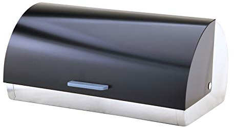 Michelino Edelstahl Brotkasten mit lackiertem Rolldeckel (Schwarz)