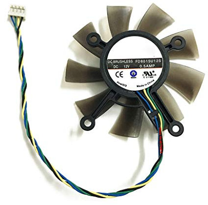 Yintiod Refroidisseur de carte graphique - 75 mm - FD8015u12s DC12V - 0,5 amp - 4 broches - Pour carte graphique asus GTX 560 gtx550ti hd7850
