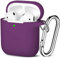 Maledan Kompatibel mit AirPods Hülle AirPods Case Apple Airpods 2 & 1, Voller Schutz Silikon Schutzhülle (Front LED Sichtbar) mit karabiner, Pflaume
