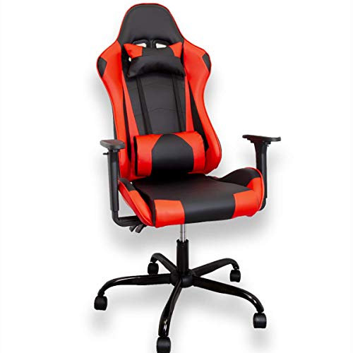 ZStyle Silla de gaming para oficina, videojuegos, reclinable, acolchada, ergonómica, escritorio, ordenador playstation RTX GTX (GTX, rojo)