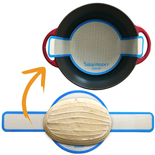 Estera de horneado de silicona, estera de silicona antiadherente para hoja de hornear, papel de pergamino reutilizable, estera de pan de silicona para horno holandés, cabezón de pan (ajuste azul)