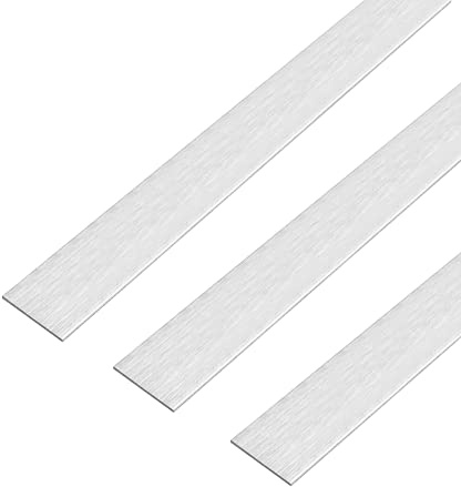 Alberts 499471 Flachstange | selbstklebend | Aluminium, edelstahldesign, hell | 1000 x 20 x 2 mm | 3er Set