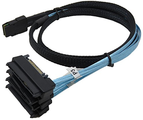 YIWENTEC Mini SAS 36 SFF-8087 to (4) SFF-8482 Connectors with SATA Power 0.5m