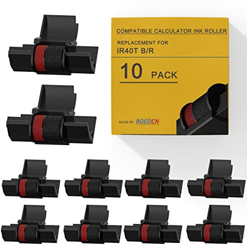 BOEDCN 10 Pack Compatible IR40t Calculator Ink Roller Replacement for Casio hr-100tm Ink Ribbon Compatible with Casio HR-100TM HR-150TM HR-170RC Canon P23-dhv Sharp EL-1801V, Individually Sealed, B/R