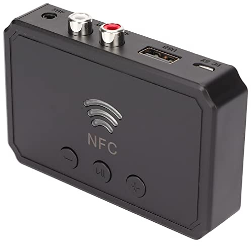 NFC Bluetooth Audioempfänger, Bluetooth 5.0 Empfänger 3,5 mm AV Schnittstelle Multifunktionaler NFC Desktop Bluetooth Adapter für Soundsystem