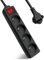 Extrastar Multiprise 4 Prises avec Interrupteur Fiche plate, Bloc 4 prises, Rallonge 1.5m 230 V avec sécurité Enfant, Noir