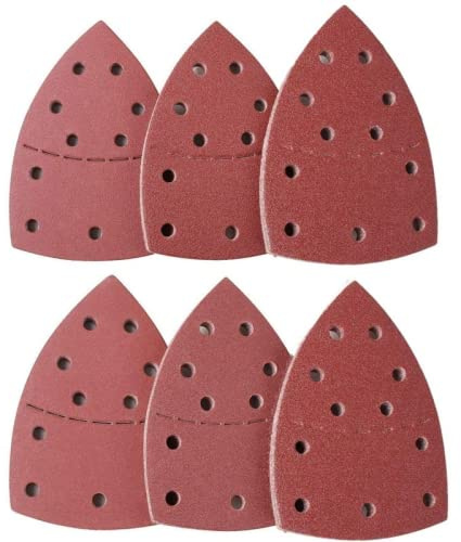 SHENGANG 10-teiliges Maus-Detail-Schleifpapier, 11 Löcher, Körnung 40–2000, dreieckiges Schleifpapier, passend für Multischleifer Bosch PSM 160A, 1500