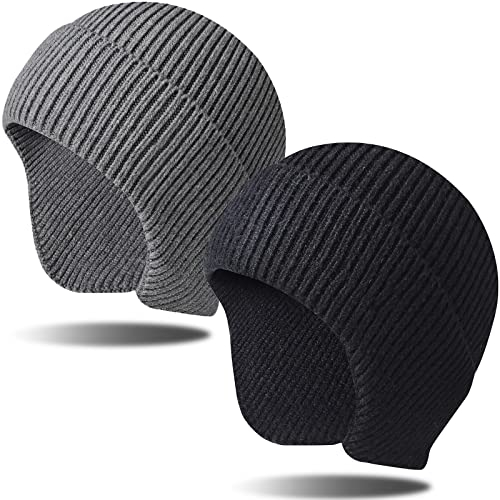 Arcweg Wintermütze Herren Weich Warm Strickmütze Beanie Mütze Atmungsaktiv Mütze für Damen und Herren Unisex Outdoor 2PCS