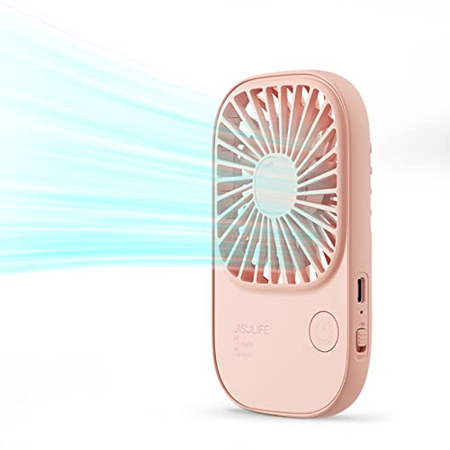 JISULIFE Handheld Portable Mini Fan with 3 Speeds, Ultra Slim USB Rechargeable Personal Pocket Eyelash Fan for Girls Kids Women Men Travel- Pink