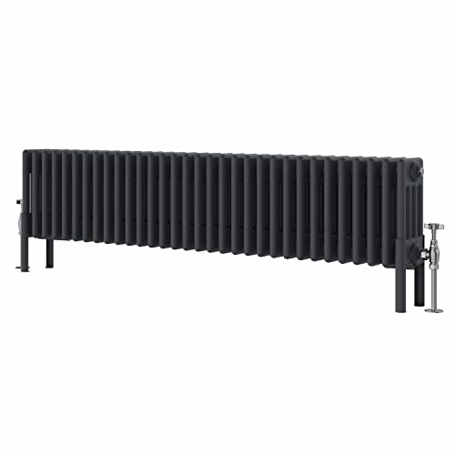 WarmeHaus 300x1460mm Horizontal Traditional 4 Column Anthracite Radiator