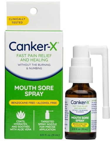 Canker-X Mouth Sore Spray, Oral Pain Relief for Canker Sores, 0.51 Fl Oz