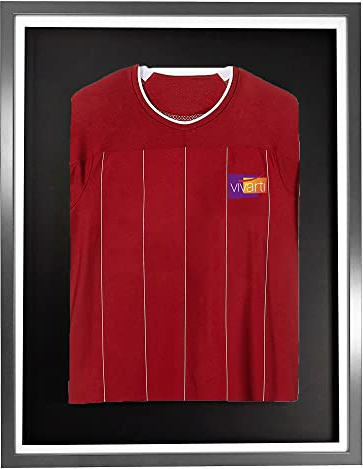 Vivarti DIY Sports Shirt Display Silver Frame (Adult, 60 x 80cm - White Inner Frame, Black Backing Card)