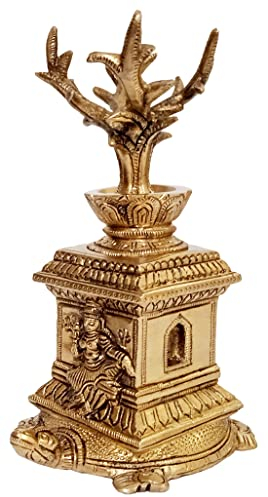 Devyom Tulsi (Thulasi) Saligram Pflanze aus reinem massivem Messing für Zuhause, Tempel (10660)