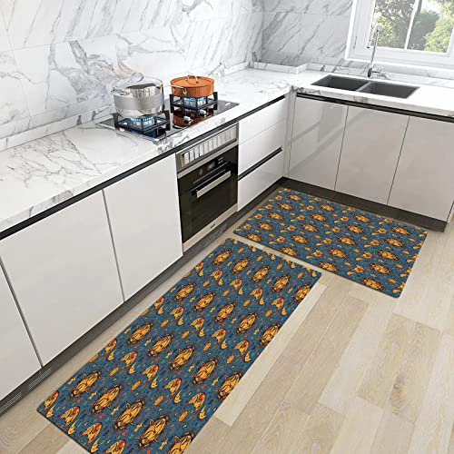 2stk Küchenteppich Waschbar rutschfest Küchenmatte,Gekritzel, Planeten des Sonnensystems Sonne Merkur Erde Mond Mars Neptun Saturn Jupite,Küchenläufer Fußmatte Teppich Läufer Badematten 45x70+45x120cm