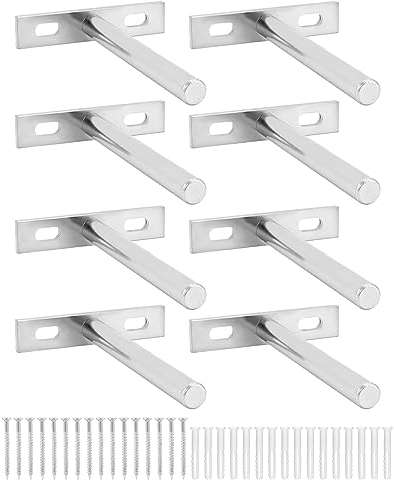 QWORK® 8 Pezzi Supporti Mensole Invisibili - 100 mm - Reggimensola a Scomparsa in Ferro Massiccio - per Mensola in Legno