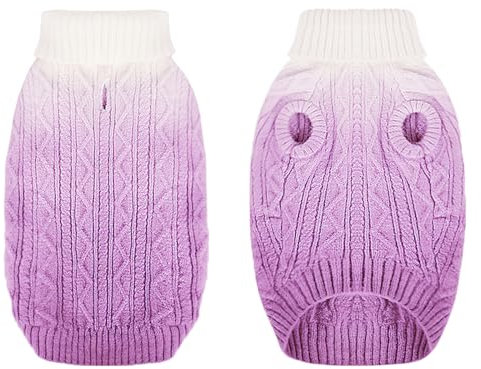 CITÉTOILE Warme Winter Hund Pullover, Weiche und Bequeme Gestrickte Hundemantel, Turtleneck Haustier Kleidung für das Kalte Wetter, Farbverlauf eingestellt für Kleine Mittlere Haustiere, Lila, L