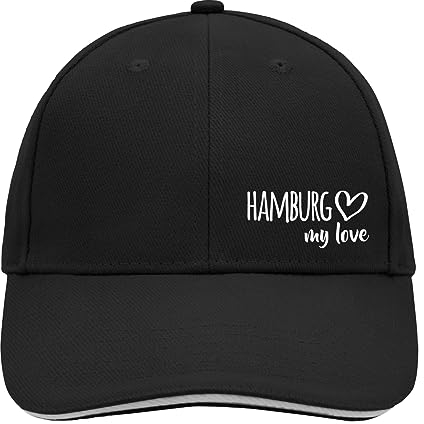 Huuraa Cappy Mütze Hamburg My Love Geschenk Black/Light Grey Hamburg Präsent