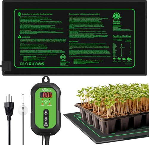 10x 20 Seedling Heat Mat and Digital Thermostat Combo Set - KOKOPRO Warm Hydroponic Heating Pad for Seed Germination Indoor Gardening Greenhouse for Reptiles Seedlings Incubation Fermentation