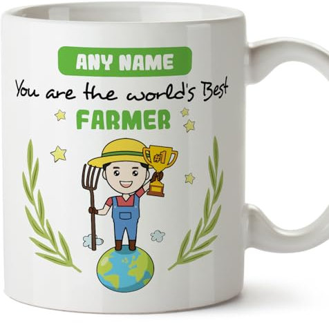 MUGFFINS Personalised Mug for Farmer Man - in English - You are World's Best - Funny Custom Gift for Colleagues - Ceramic 11oz Mug