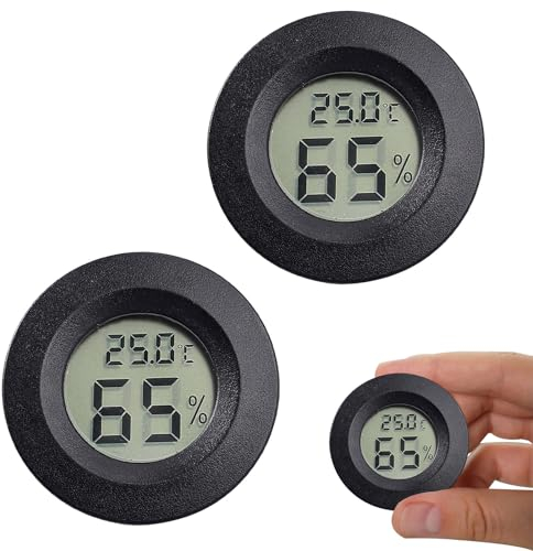 2 Stück Mini LCD Digital Thermometer, Temperatur Luftfeuchtigkeit Tester, Kühlschrankthermometer, Digitale Gefrierschrank Thermometer, für Lnnen/Außen/Home/Restaurants/Bars/Cafés, Schwarz