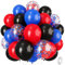 Red Blue Black Balloons, 12 Inch Royal Blue Red Confetti Helium Balloon Set with Black Latex Balloon Kit for Boys Spider Cool Man Halloween Theme Birthday Decor Graduation Party Decoration Supplies