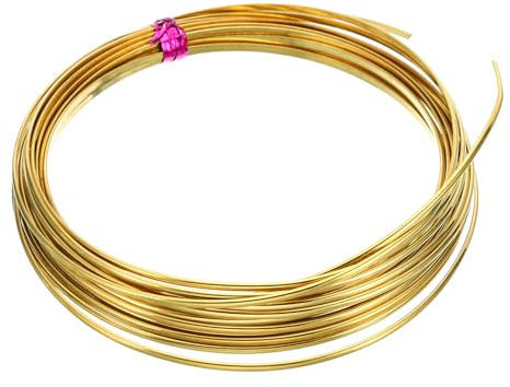 PATIKIL Half Hard Brass Wire, 1Pcs 12Gauge/2x1mm Diameter 6m/19.68ft Craft Wire for Jewelry Making Beading Garden Plants