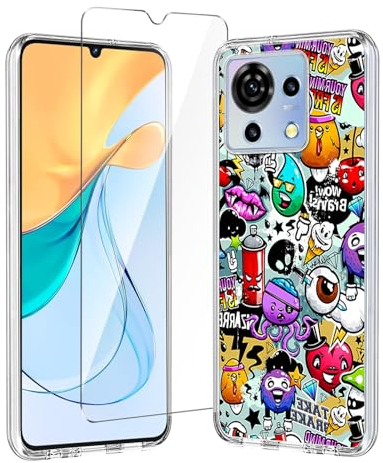 Wanglaism handyhülle für ZTE Blade V50 Vita 4G Hülle + 1 gehärtetes Glas Displayschutzfolie, Weiche und transparente TPU Handyhülle Case Cover-XS40