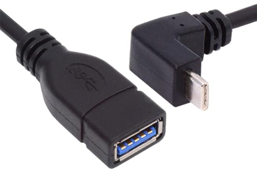 NFHK Cavo di alimentazione dati OTG da USB-C USB 3.1 tipo C maschio a USB 3.0-A femmina, 10 Gbps, angolato verso il basso, NF-UC-200-UP
