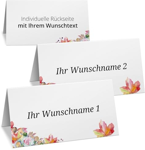 Einladungskarten Manufaktur Hamburg 10 PERSONALISIERTE Tischkarten mit verschiedenen Gäste-Namen | Kärtchen zur Hochzeit Geburtstag Kommunion Konfirmation Taufe Namenskarte Platzkarte Design 17