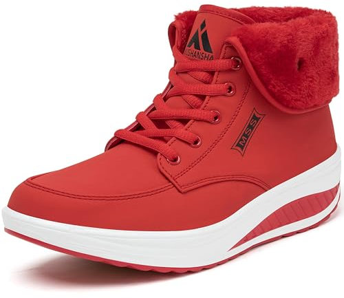 Mishansha Wasserdicht Winterstiefel Damen Warm Schneestiefel rutschfest Winterschuhe, Warme Rot 40 EU