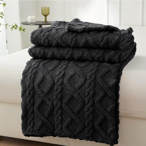 Mezzar Coperta Matrimoniale Pile, Coperta per Divano Morbida, Plaid Pile Blanket per Letto Caldo e Confortevole (Nero, 130 * 150CM)