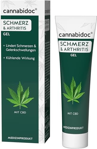 cannabidoc SCHMERZ & ARTHRITIS GEL, 50 ml, kühlende, schmerzlindernde Unterstützung bei Gelenkschwellungen, ohne Konservierungs- und Farbstoffe, vegan