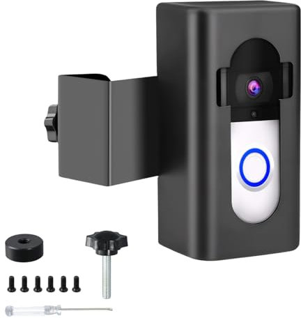 dentedeleao Video Doorbell Mount, Anti-Theft Doorbell Mount Compatible with Video Doorbell 1/2/3/3plus/4/Pro, Versatile Video Doorbell Holder for Houses/Apartments/Dorm/Office(Black, No Drilling)