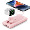 VRURC Magnetische Powerbank 10000mAh kabelloses tragbares Ladegerät 3 in 1 Power Bank USB C Schnellladung Externer Akku 4 Ausgänge 3 Eingänge kompatibel mit iPhone, Apple Watch und AirPods, Samsung
