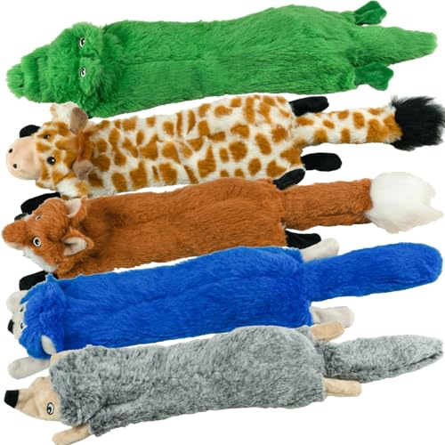 SHARLOVY Lot de 5 Jouets couineurs pour Chien sans Rembourrage - Jouets pour Petits Chiens - Jouets à mâcher durables pour Chien - en Peluche Mignons pour Chiot - pour Animaux de