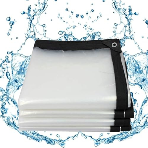 BKOOKYY Lona Impermeable 5x4m, Lonas Transparente con Ojales, Toldo para Exteriores, PE Plegable Resistente a La Intemperie, para Rain Flower Plant Hojas Cubiertas