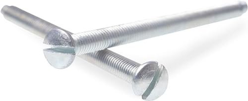 315 Supplies Pack of 50 M3.5 x 75mm Long Electrical Machine Screws for Light Switch and Plug Sockets Nickel Plated DIY Plated Screw Raised Slotted Head (75mm, 50pack)