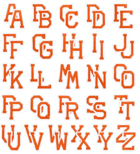 PATIKIL Iron on Letter Patches, 52Pcs Embroidered Letters A-Z Sew on Iron on Patches for Clothes Backpacks Hats DIY Accessories, Orange 2inch Height