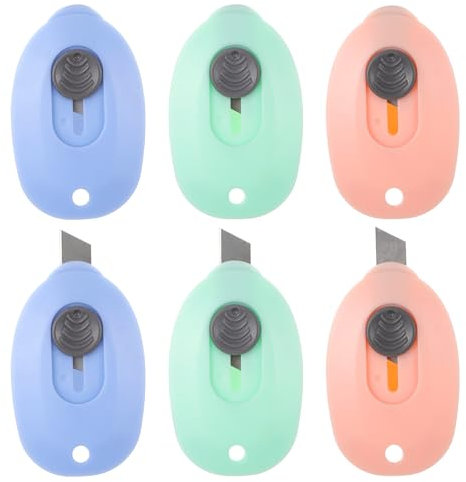 6 Stück Cuttermesser Standard Cutter Universalmesser Mini Cuttermesser Basteln Box Cutter Tragbar Brieföffner Universalmesser Einziehbarer Gebrauchsmesser Für Pappe, Papier, Schachtel
