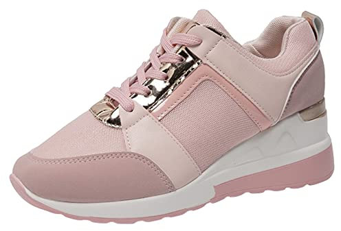 Basket Noire Femme Scratch Basket Tn Homme Sport Mesdames été mode cuir à lacets tête ronde respirant semelle épaisse chaussures de sport décontractées Chaussure Plage Homme A Scratch (Pink, 38)