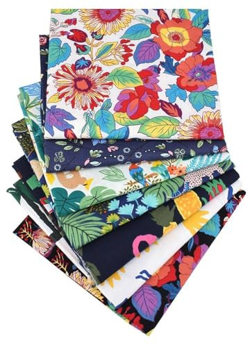 Tela de Retazos 7 piezas Tela de Patchwork 50 * 50cm Tela de Algodón de Floral para Manualidades Ropa de Muñeca Ropa de Bricolaje Costura y Patchwork