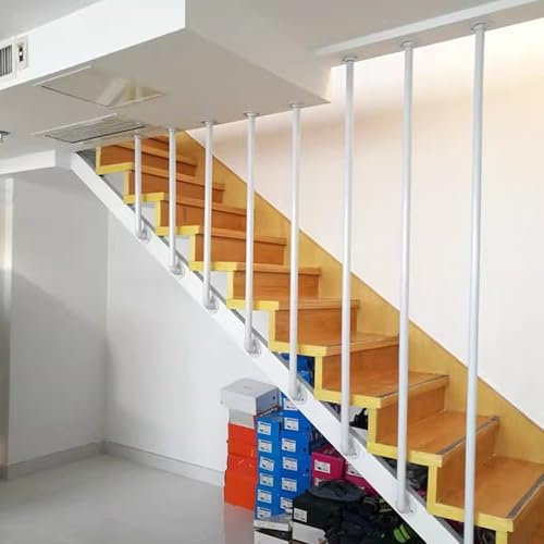 Lanmmraifc Weißes L-förmiges Treppengeländer, an der Decke montiertes Treppengeländer, Geländer, Rutschfester Sicherheitshaltegriff für Treppen, Innen- und Außenstufen(105cm)