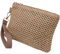 CREATCABIN Pochette Cosmétique Tissée Paille Marron Sacs Main Paille Plage Bohème Sacs Rangement Portables pour Vacances Voyage Sacs d'embrayage pour Camping Plein Air Organisateur D'Outils 21x15cm