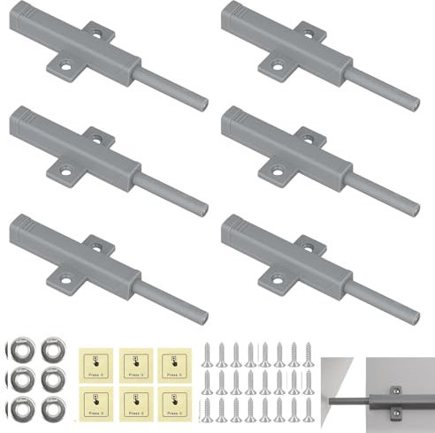 Push to Open Door Catches, 6 Pack Drawer Push Door Catch, Push to Open Magnetic Door Catch Door Push Opener Latch Touch Open Door Closing for Closet Door Closing Wardrobe Closure