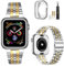 MioHHR Correa compatible con Apple Watch de 42 mm, correa de metal de acero inoxidable sólido para iWatch Series 10, hombres y mujeres (plata/dorado)