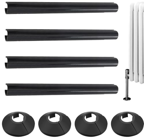 Pack of 4 Black 15mm Radiator Pipe Hole Covers – Durable Plastic Covers for Concealing Gaps and Improving Home Aesthetics