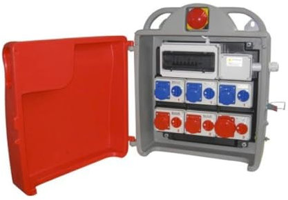 Quadro ASC da cantiere, 35KW, IP55, 3 prese 16A 3P IP67 230V, 2 prese 16A 4P IP67 400V, 1 presa 32A 5P IP67 400V e 1 presa 63A 5P IP67 400V, magnetotermico, differenziale, emergenza - Rosi 3131E