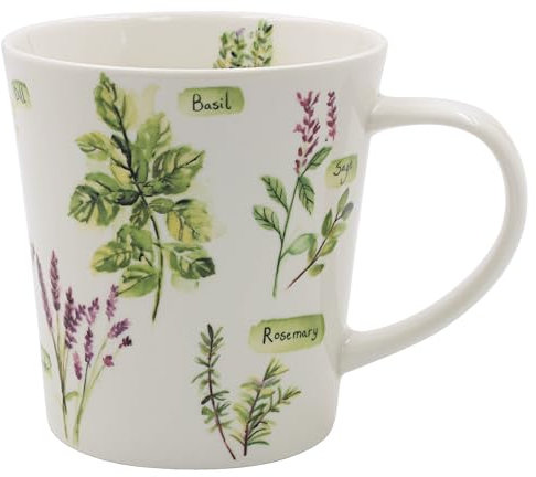 The Leonardo Collection Herb Garden Mugs Set of 4 Jennifer Rose Gallery, Tea and Coffee Mugs for Hot Drinks | Fine China Printed Mugs for Kitchen & Home | Reusable Ceramic Cups for Every Occasion