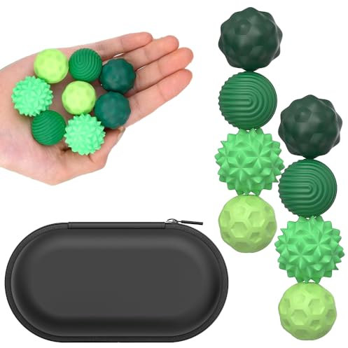 Hojalis 8 Stück Magnetische Fidget Toys, Magnetkugeln Stressball Silikon Sensorik Spielzeug, Anziehungskraft Stress Bälle mit Silikonhülle, Stress Magnet Balls für Angst Stressabbau (Grün)